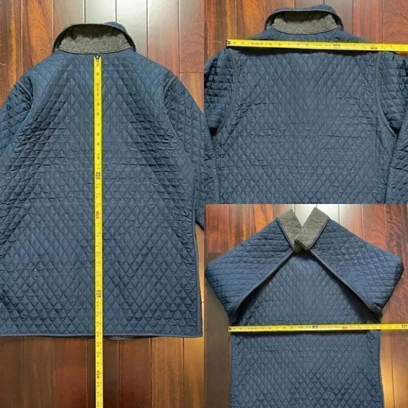 Vintage Quilted Barn Jacket Utility Chore Coat Reversible Blue Grey Small - Picture 12 of 16
